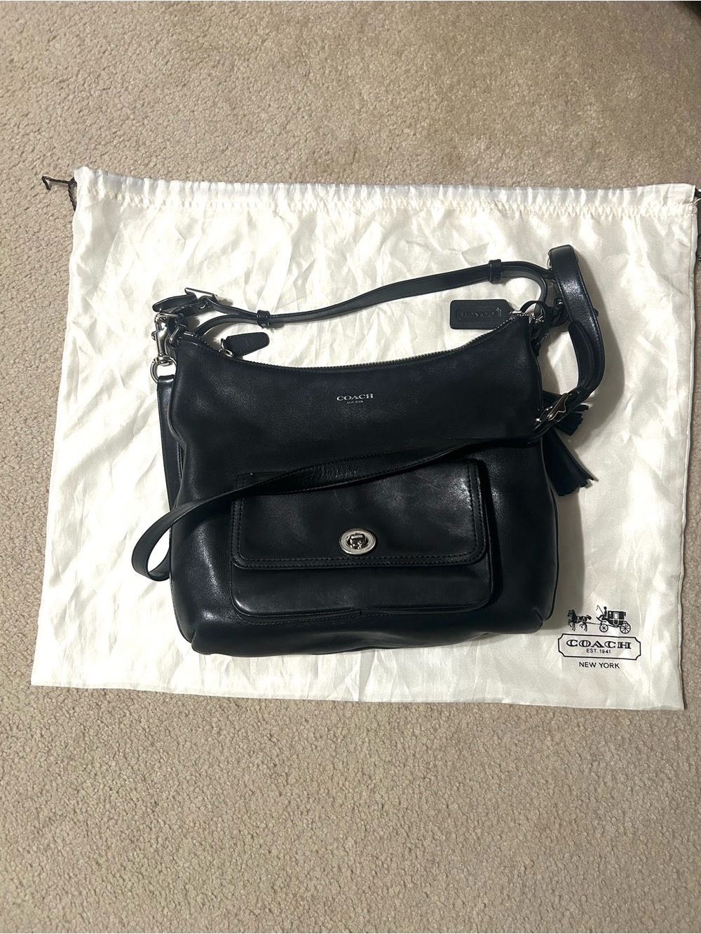 Coach Leather Convertible Legacy Courtenay bag black purse crossbody dust bag